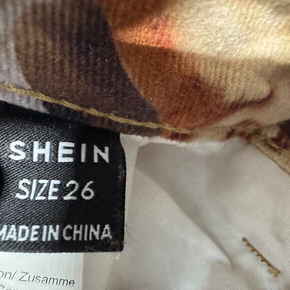 SHEIN Renaissance Cherub Print Straight Leg Pants Size 26 Angel Baroque Art Y2K - Picture 10 of 10